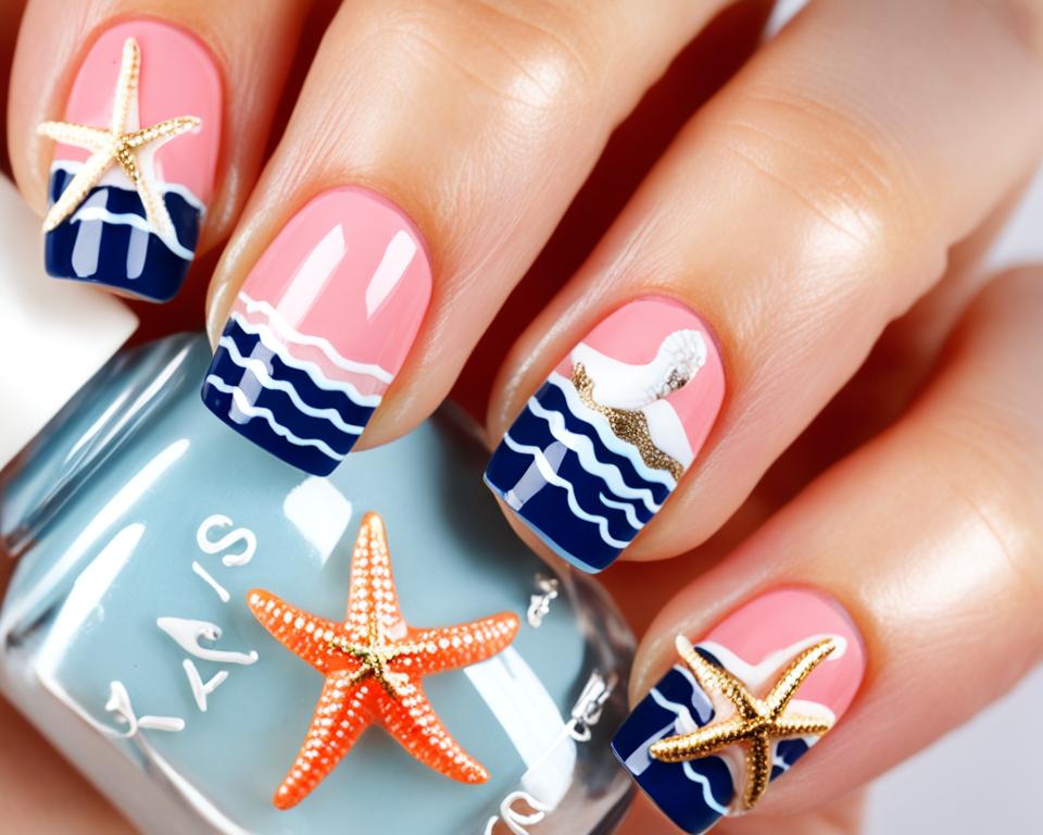 French manicure z motywem morskim French manicure z motywem morskim