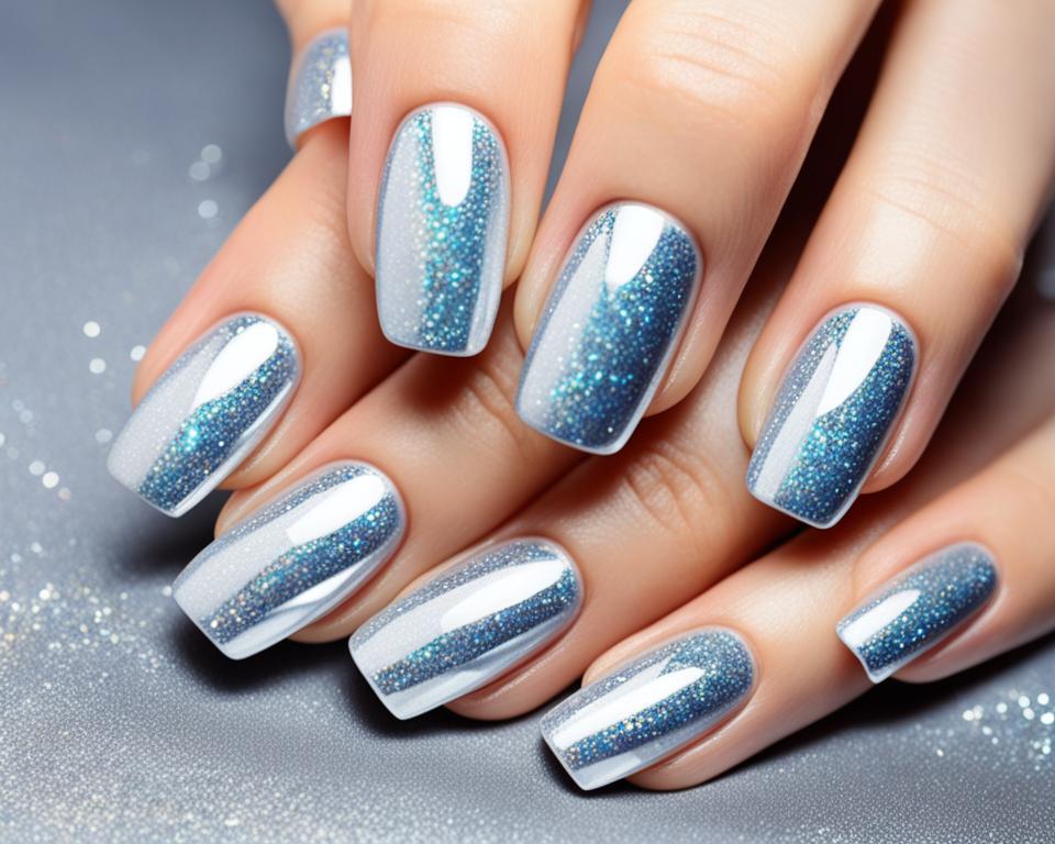 manicure japoński z brokatem manicure japoński z brokatem