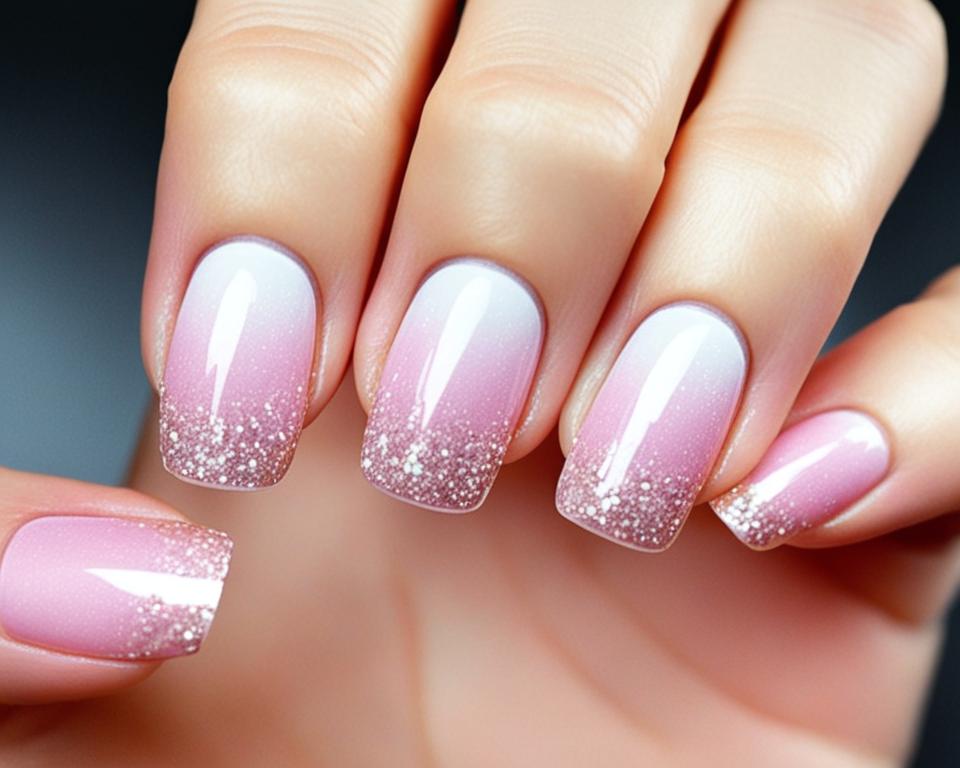 modny french manicure z brokatem