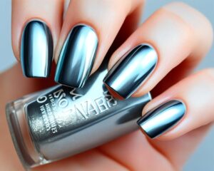 paznokcie szare ze srebrnym