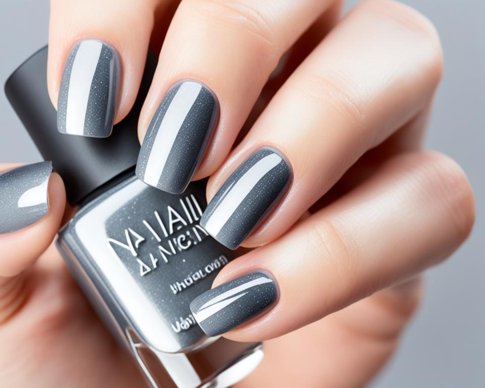 paznokcie szare ze srebrnymi drobinkami