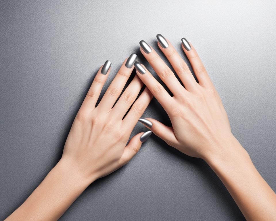 paznokcie ze srebrnym wykończeniem