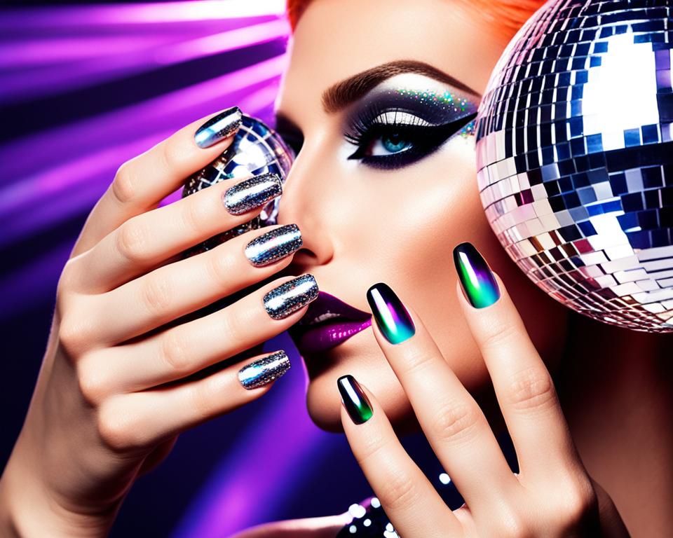 srebrne paznokcie na imprezę