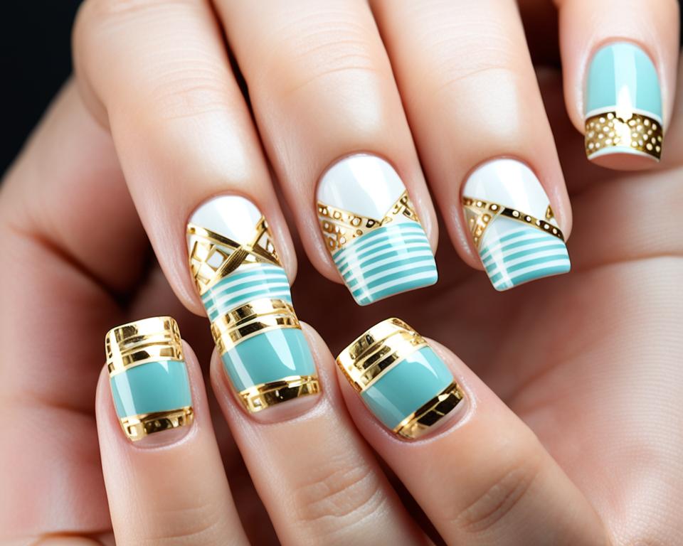 złoty akcent w manicure złoty akcent w manicure