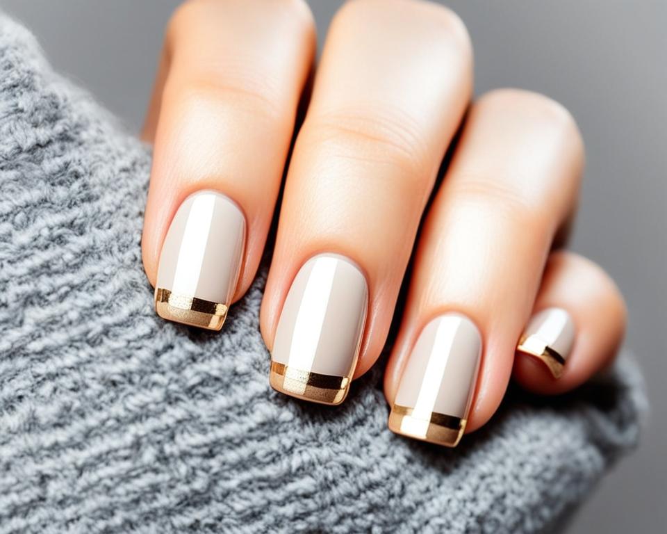 złoty french manicure na krótkich paznokciach złoty french manicure na krótkich paznokciach