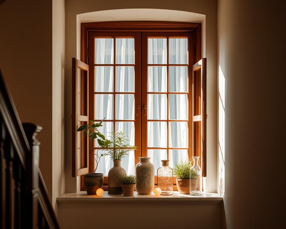 jak ozdobić okno na klatce schodowej