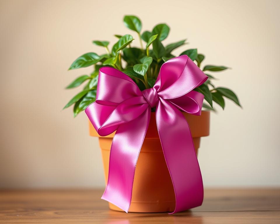 Dekorowanie doniczki wstążką