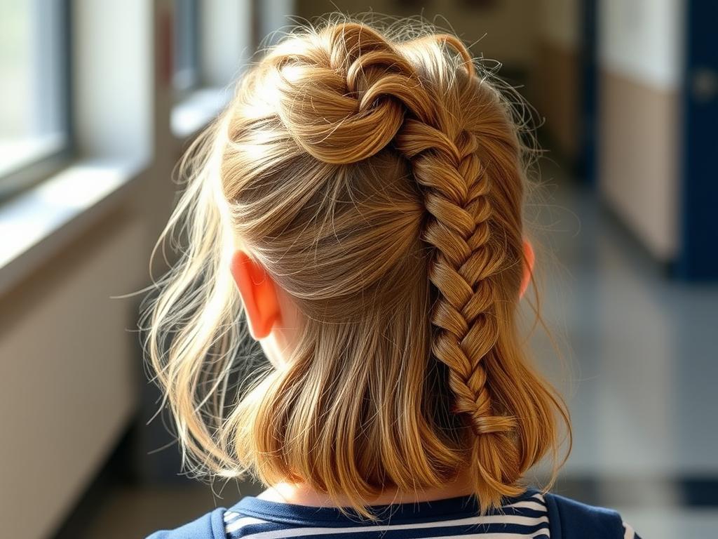 Dziewczynka z p&oacute;łkoczkiem i warkoczem na cieniowanych włosach