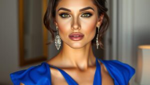 makijaż do chabrowej sukienki