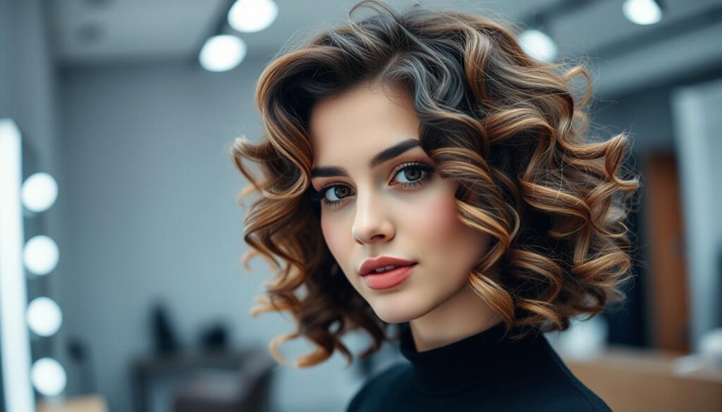 Fryzury kręcone włosy galeria - koloryzacja balayage