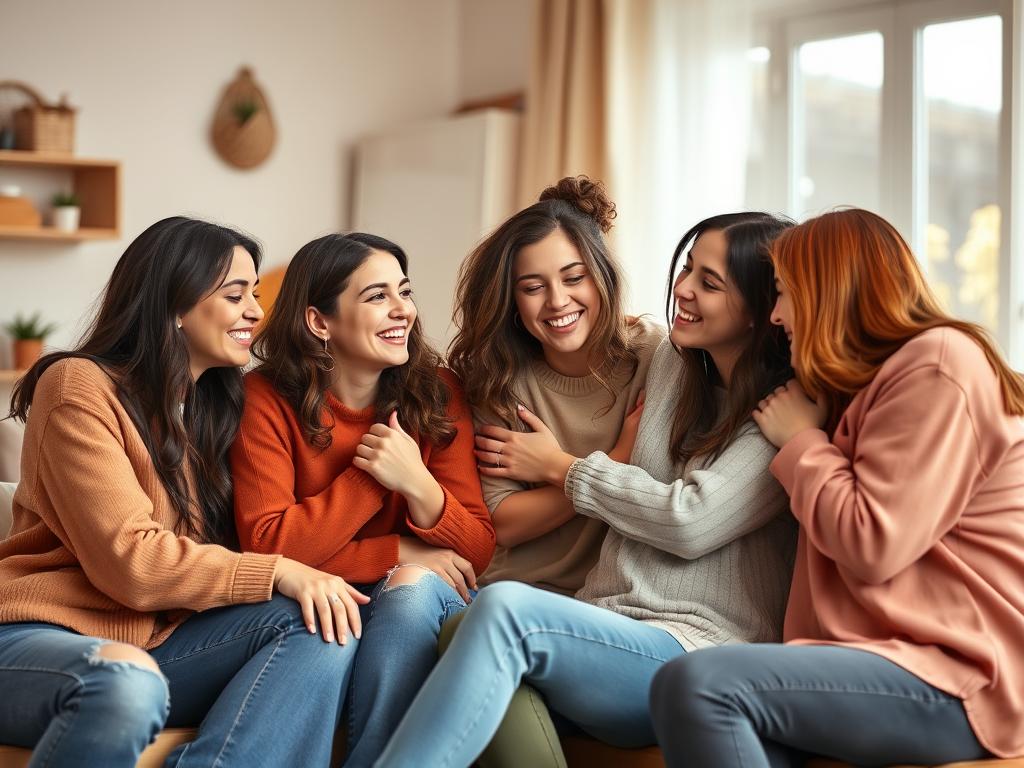 Grupa przyjaci&oacute;łek wspierających się nawzajem, pokazująca wartość prawdziwej przyjaźni