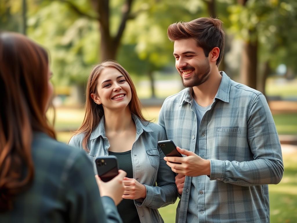 Para zakochanych spędzająca czas razem, podczas gdy przyjaci&oacute;łka czeka na kontakt