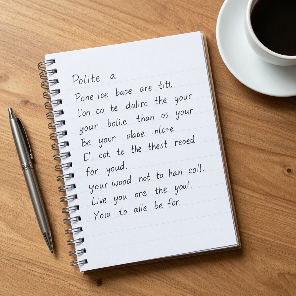 Notatnik z wypisanymi formułami grzecznej odmowy, jak grzecznie odm&oacute;wić zaproszenia