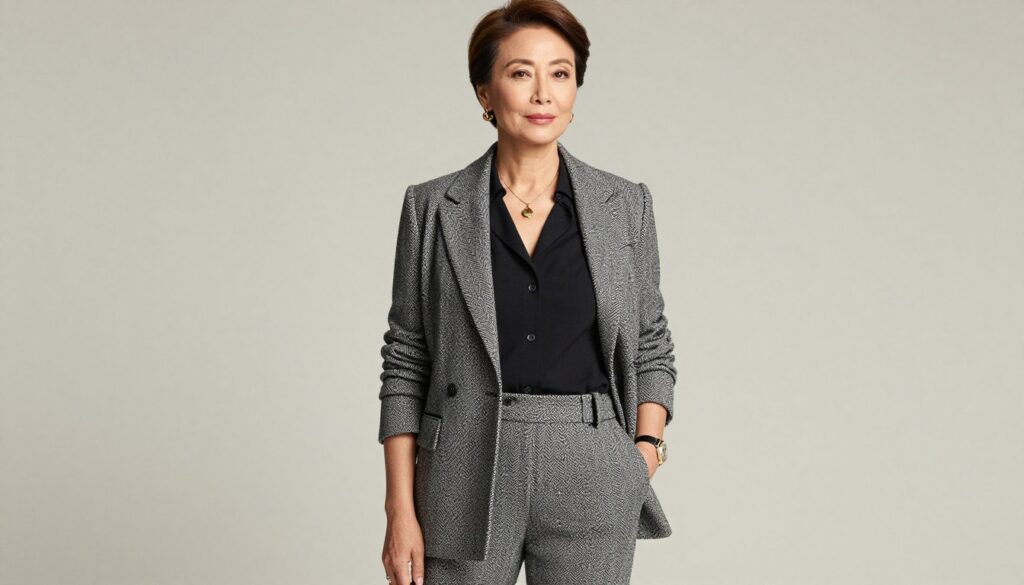 Elegancka dojrzała kobieta w stylowej stylizacji