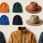 Kolorowe czapki ułożone obok różnych kurtek - wizualizacja podstawowych zasad doboru kolorów