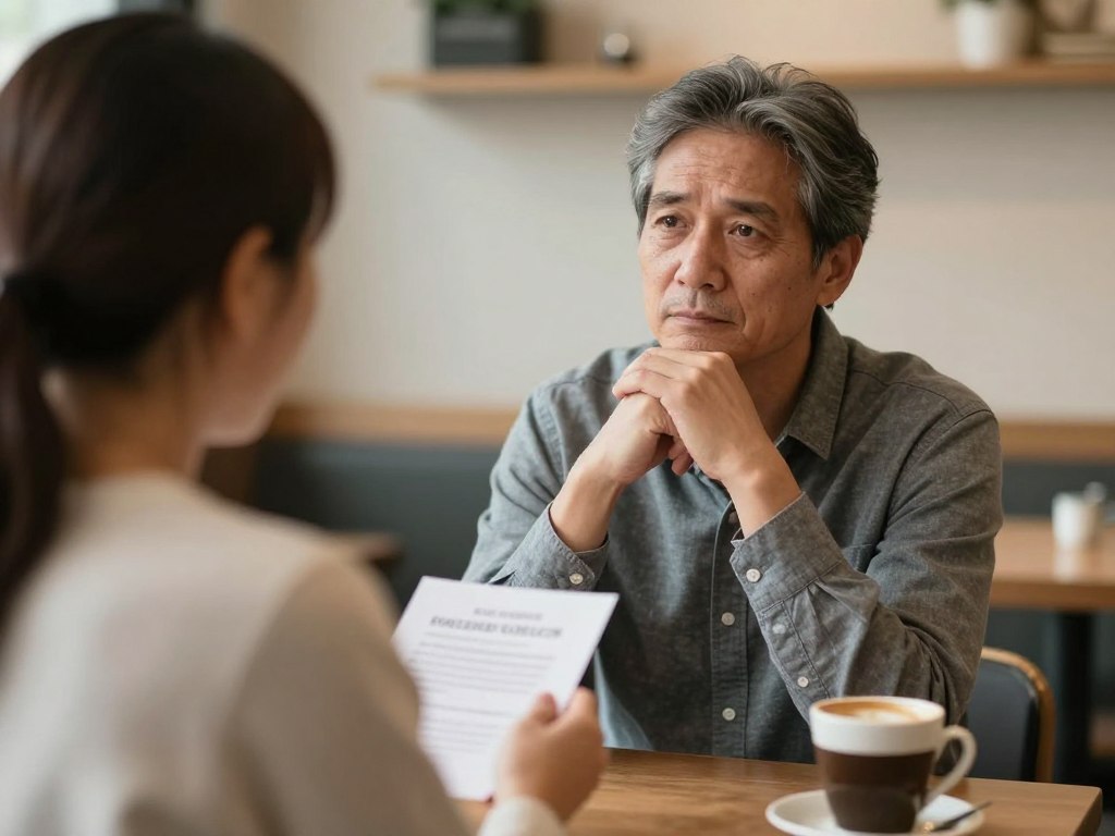 Mężczyzna zachowujący spok&oacute;j i uśmiech mimo odmowy