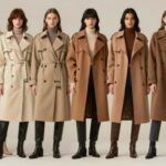 Różne rodzaje płaszczy damskich prezentowane na modelkach