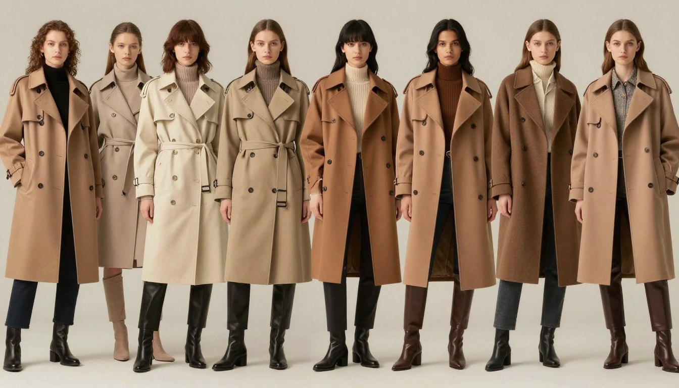 Różne rodzaje płaszczy damskich prezentowane na modelkach