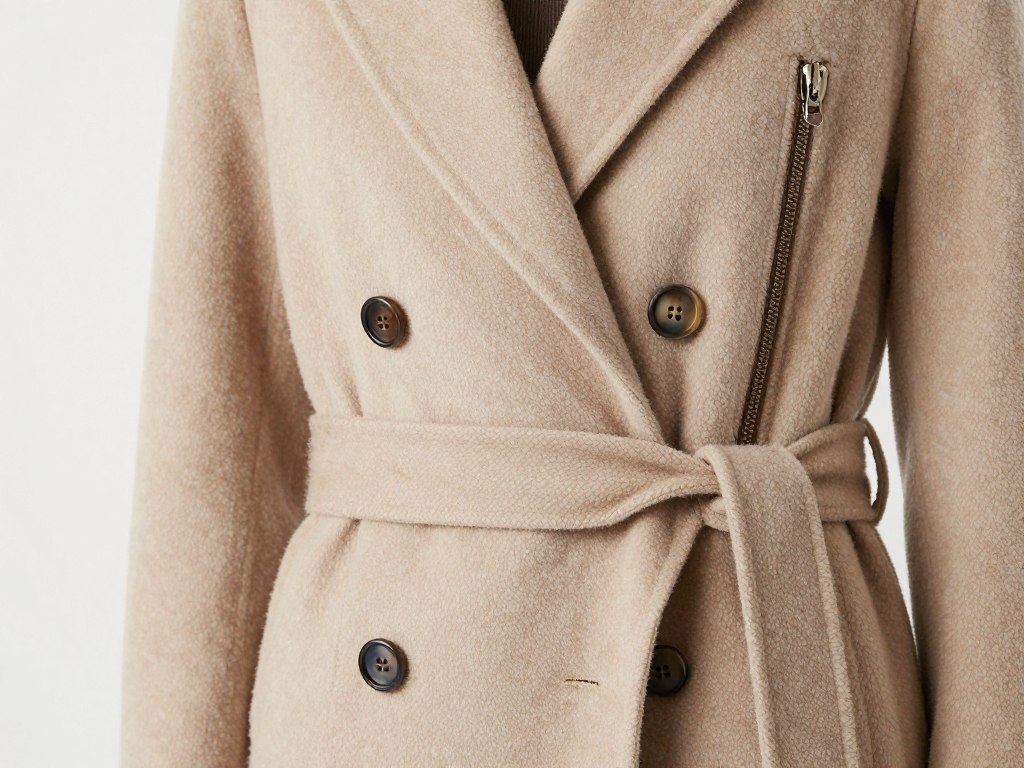 R&oacute;żne rodzaje zapięć płaszczy damskich - guziki, zamki, pasek
