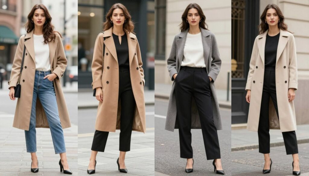 Stylizacje z r&oacute;żnymi rodzajami płaszczy damskich na r&oacute;żne okazje